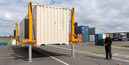 Container lifting without a sideloader